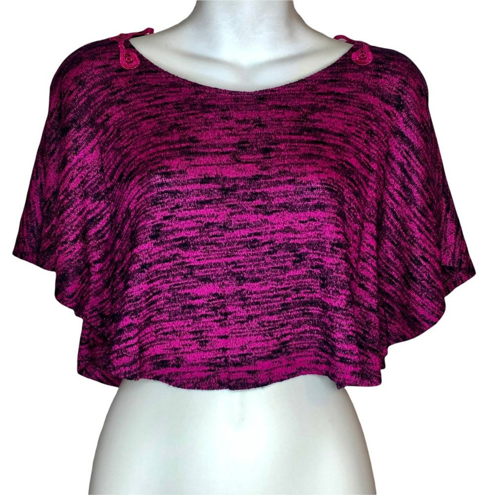 Energie Dolman Crop Top Pink Black Marled Design Streetwear Skater Size Small